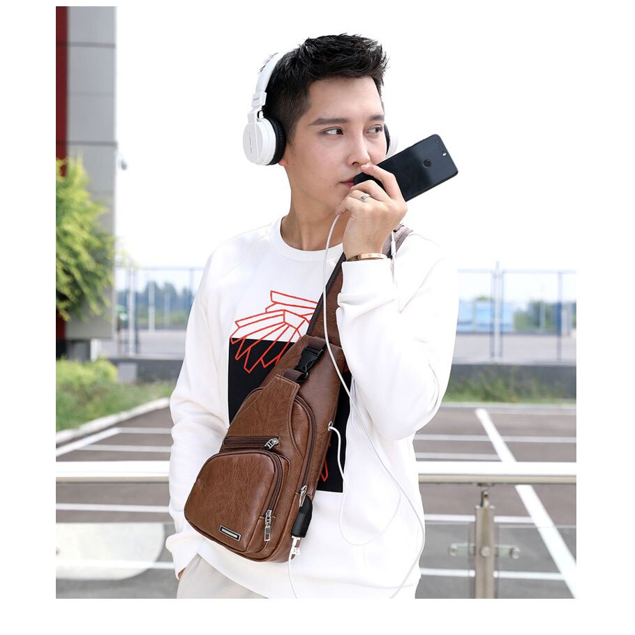 Tas Cowok Cewek Kombinasi 2 Warna Shoulder Bag Sling Handphone Bag Selempang Kulit Leather