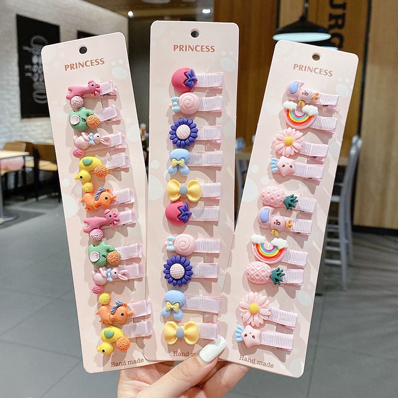 [PRINCESS KESLI]Little girl hair accessories do not hurt hair, duckbill clips, baby bangs, cute hairpin set of 10