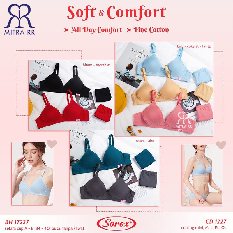 BH Sorex 17227 Bra Busa Tanpa Kawat Setara Cup A-B Kait 2 Soft &amp; Comfort