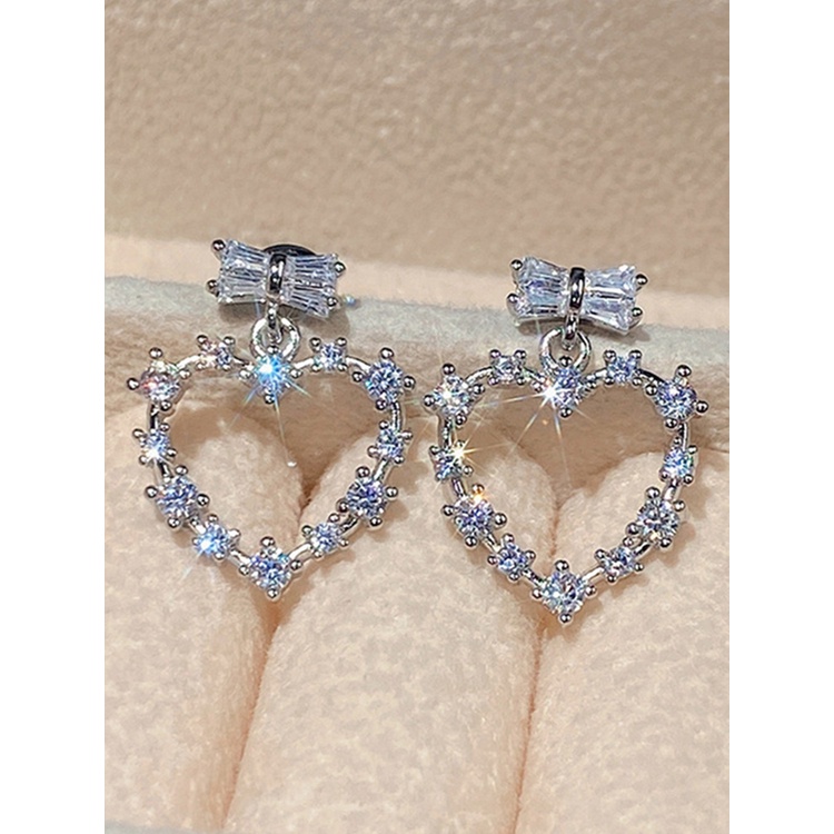 Anting Bentuk Hati Bahan Cubic Zirconia Untuk Wanita