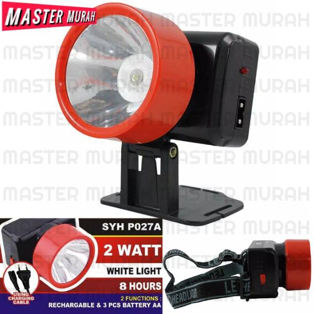 Senter Kepala Bisa Baterai &amp; Bisa Cas Headlamp Charge Murah SURYA SYH P027A