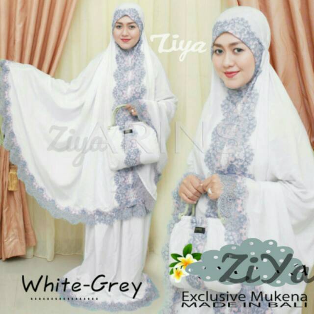 MUKENA ZIYA EKSKLUSIVE PUTIH RENDA GLITTER AL GANI WHITE FREE BAG