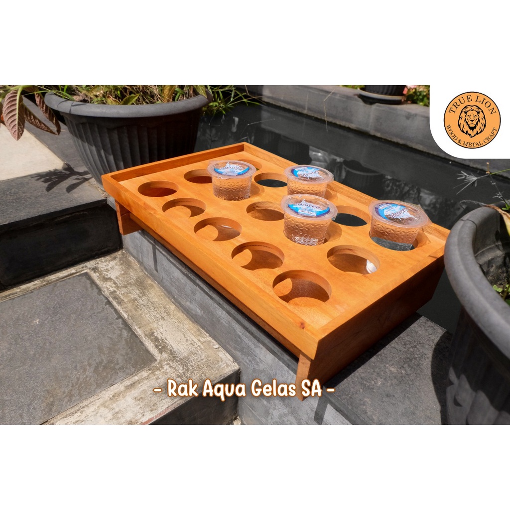 RAK AQUA GELAS KAYU 15 LUBANG / TEMPAT GELAS KAYU