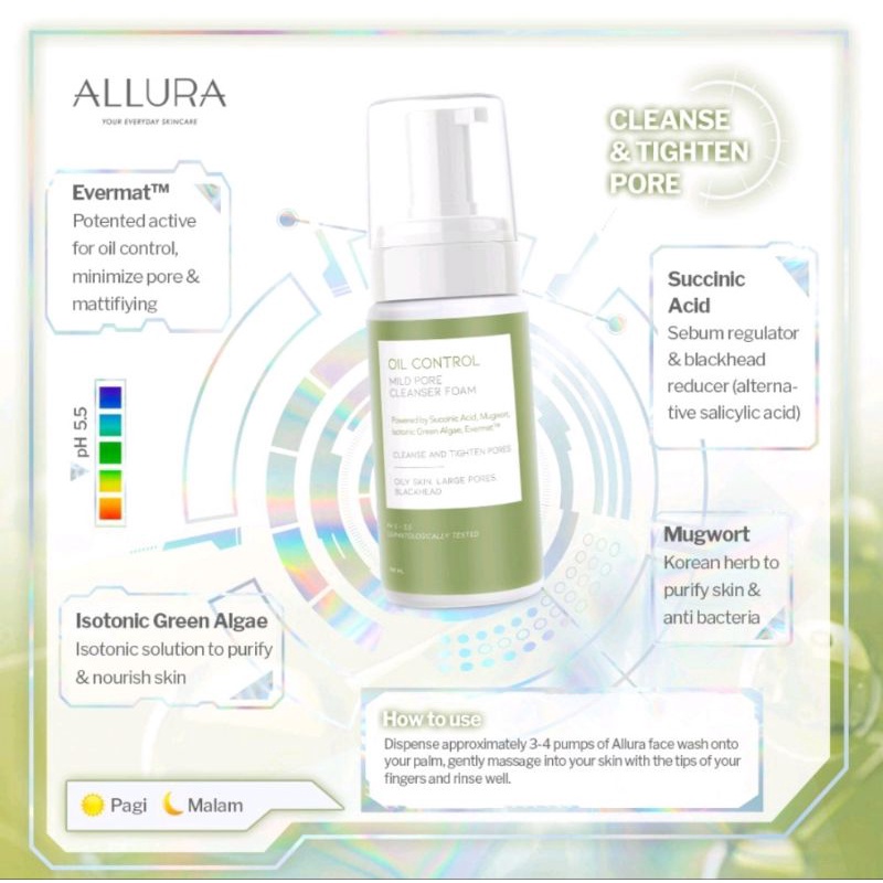 ALLURA Oil Control | Glowing Bright | Hydralife | Acne Buster Mild Cleanser Foam