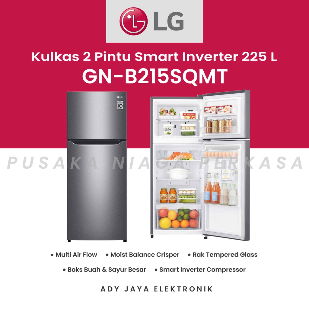 Jual KULKAS LG 2 PINTU INVERTER GN-B215SQMT (255 L) GARANSI RESMI ...