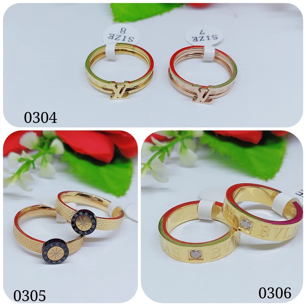 Cincin titanium permata perhiasan fashion 0304-0306