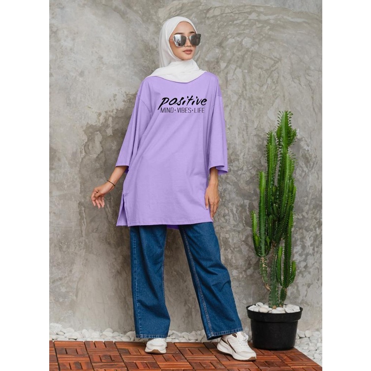 KAOS OVERSIZE TOP HIJAB WANITA BASIC   POSITIVE / OVERSIZE SLIT BLOUSE