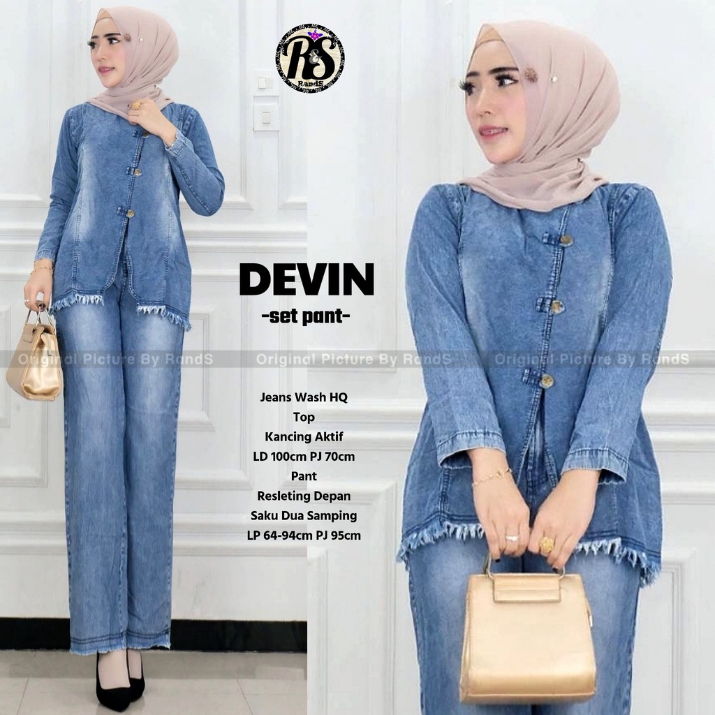 devin stelan setelan set 1set setcel atasan blouse bluse blus pants pant kulot jeans jean jins polos