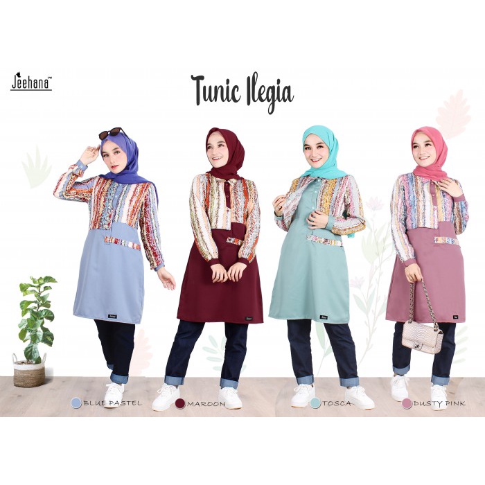Koleksi Tunik Jeehana Terbaru 2021 / Jeehana Tunik Ilegia /Tunik Modern / Tunik Kekinian / Tunik Bra