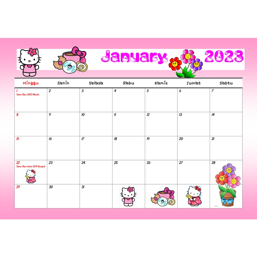 

Kalender agenda 2023 Hello Kitty uk A4