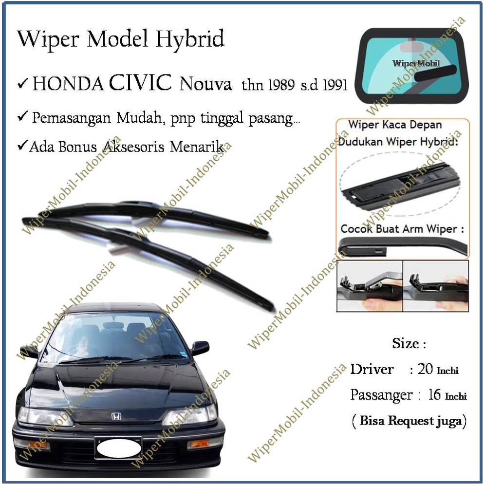 Wiper Hybrid Kekinian Honda Civic Nouva 1989 1990 1991