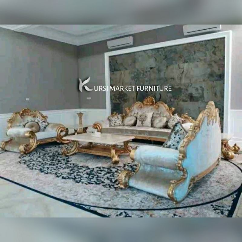 Sofa tamu mewah ukir JUMBO LIMITED EDITION sofa full mewah ukir bahan kayu jati GRADE A warna gold