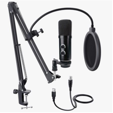 Microphone condenser nyk wired usb full set kit mic for streaming podcast recording klio mcn05 mcn-05