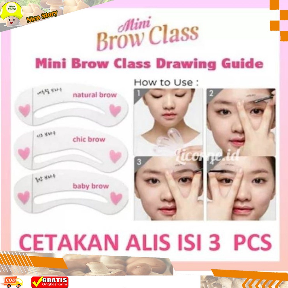 (NCS) Cetak Cetakan Alis 3 Type Mini Eye Brow Drawing