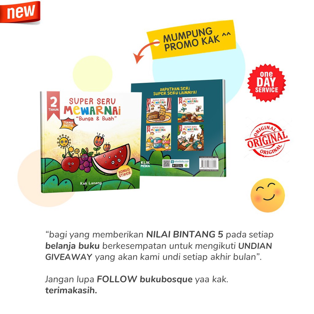 Bunga & Buah : Super Seru Mewarnai Teknik Pastel - C-Klik Media