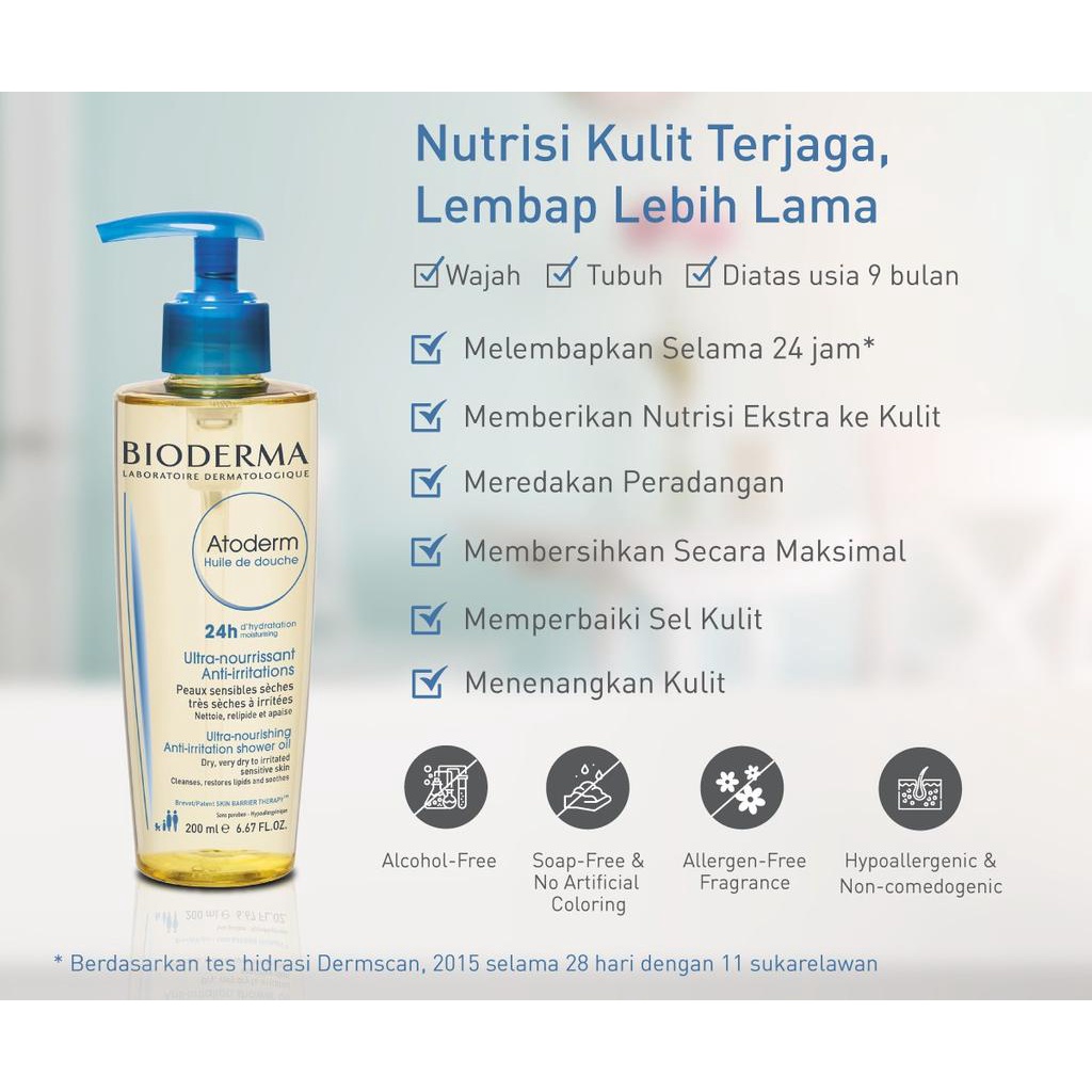 BIODERMA Atoderm Huile de Douche Body Wash untuk Kulit Kering 200ml
