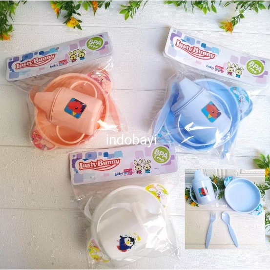 Diskont Indobayi Mangkok Bayi Set Gelas Sendok Garpu Lusty Bunny