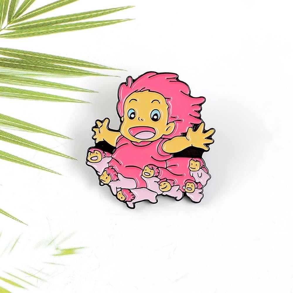 [Elegan] Ponyo Bros Lucu Kartun Perhiasan Aksesoris Di Tebing Film Kerah Bros Anime Lencana Enamel Pin