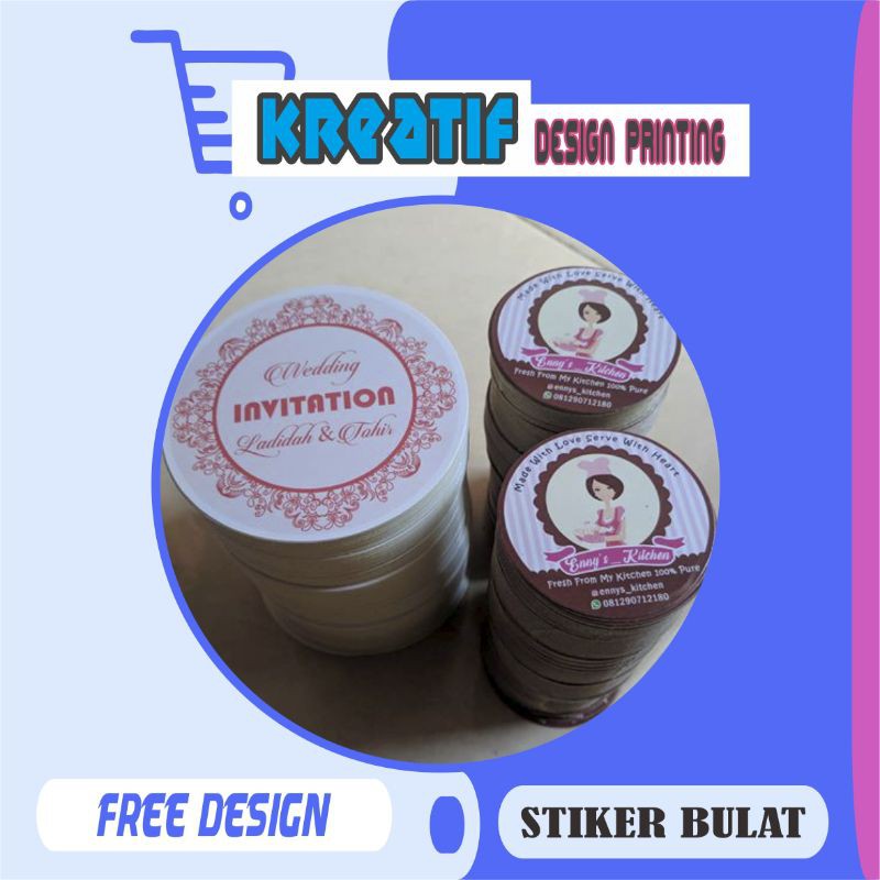 

Stiker Vinyl Bulat kemasan logo Murah (beraneka ragam diamater) Custom design free | Kualitas Premium