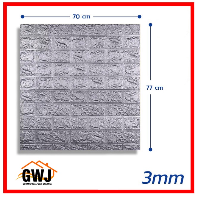 GWJ- 10 LEMBAR Wallpaper Motif Bata 3D 70x77cm Tebal 3mm