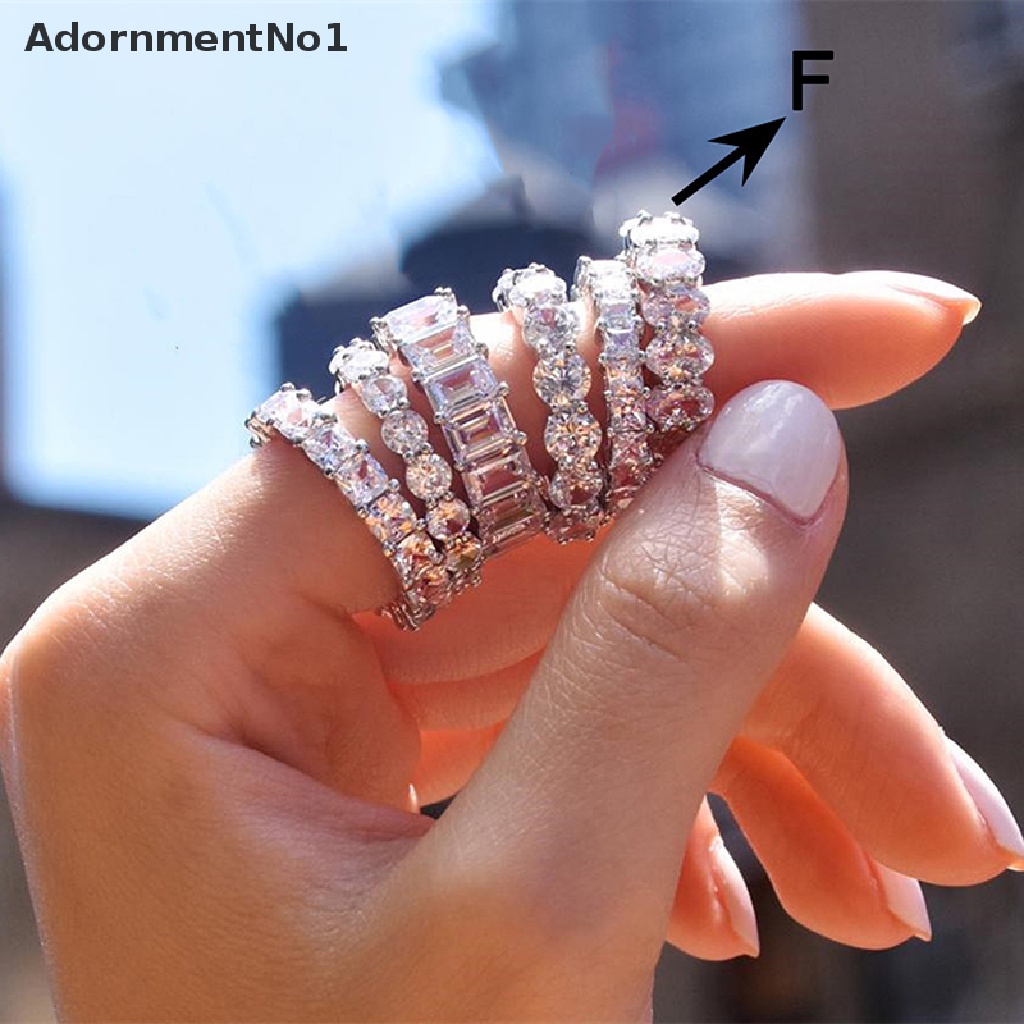 (AdornmentNo1) Cincin Kawin / Tunangan Aksen Kristal Zircon Untuk Perhiasan Wanita / Pesta