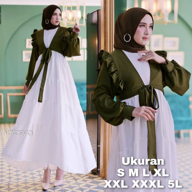 Natasya Dress Set Inner + Outer UKURAN S M L XL XXL XXXL 5L BAJU GAMIS JUMBO BIG SIZE