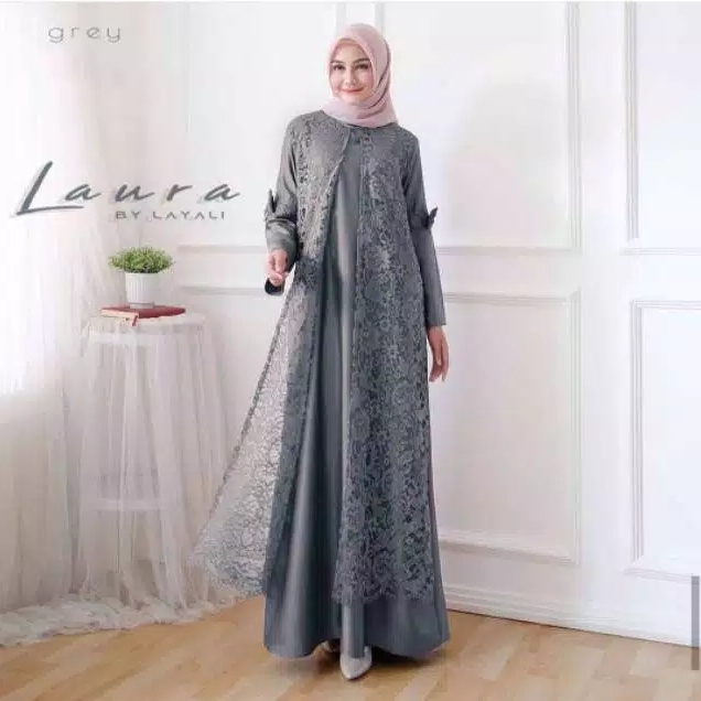 Terlaris Gamis Syari Brokat Terbaru Model Baju Gamis Kombinasi Brokat Laura Mocca All Size Shopee Indonesia