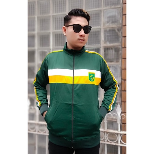 Jaket Resleting Persebaya Green 2 Stripe