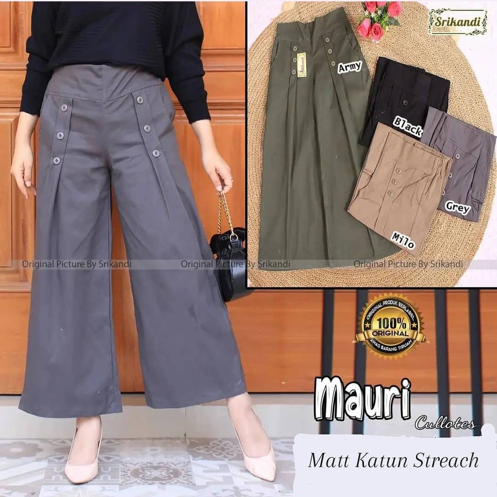 CELANA WANITA MAURI KULOT PANTS BL KATUN STREACH PC 93 CM LP 72 - 100 CM PINGGANG KARET CELANA WANITA KEKINIAN KOREAN STYLE / CELANA KULOT WANITA / PANTS WANITA JUMBO  / CELANA JUMBO WANITA