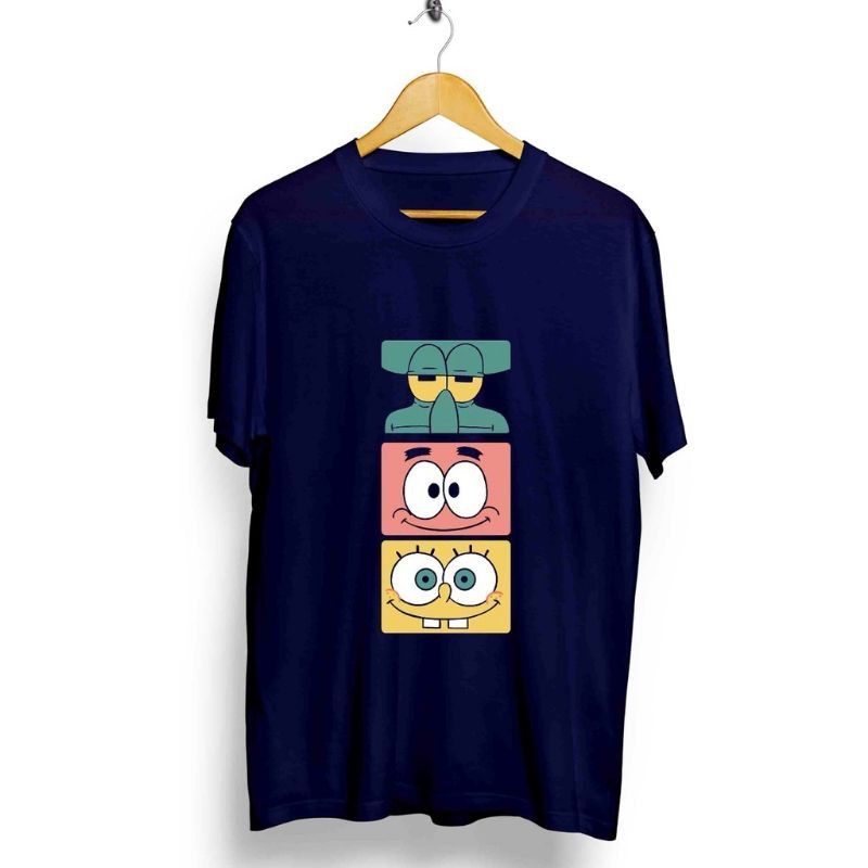 Fourfashion Kaos Pria Kaos Distro SPONGE PAT SQUID NavyBlue CN876