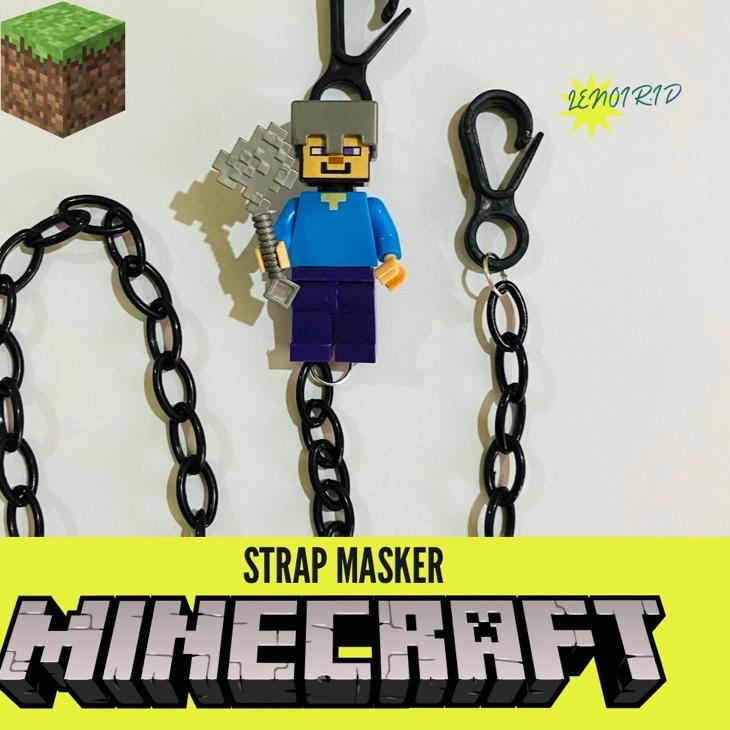 Paling Sesuai.. Strap tali gantungan masker LEGO MINECRAFT anak pria wanita hijab DIY