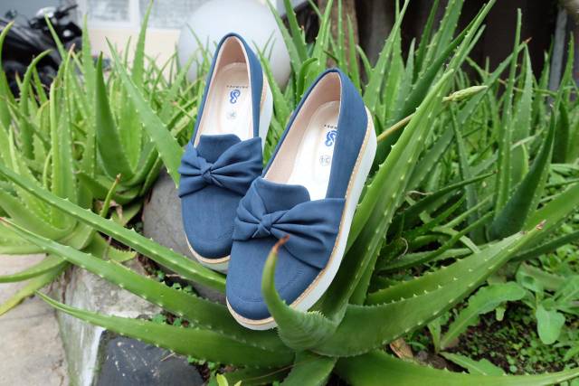 [SIAP KIRIM] BRShoes75 Royal Navy Sepatu Wedges Casual Wanita