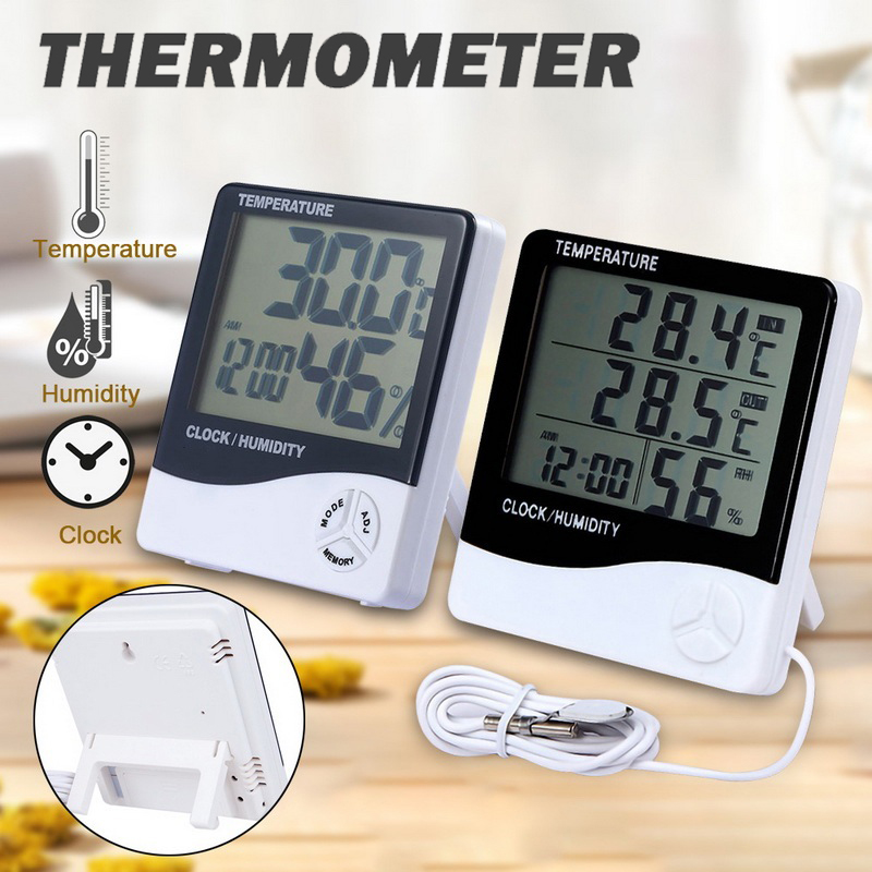 HTC-2 Thermometer Hygrometer Digital Higrometer Indoor/OutdooTemperature Clock Humidity