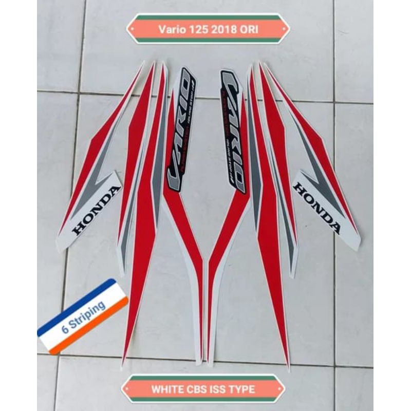 Striping Stiker Motor Honda Vario 125 CBS - ISS 2018 White Red Original