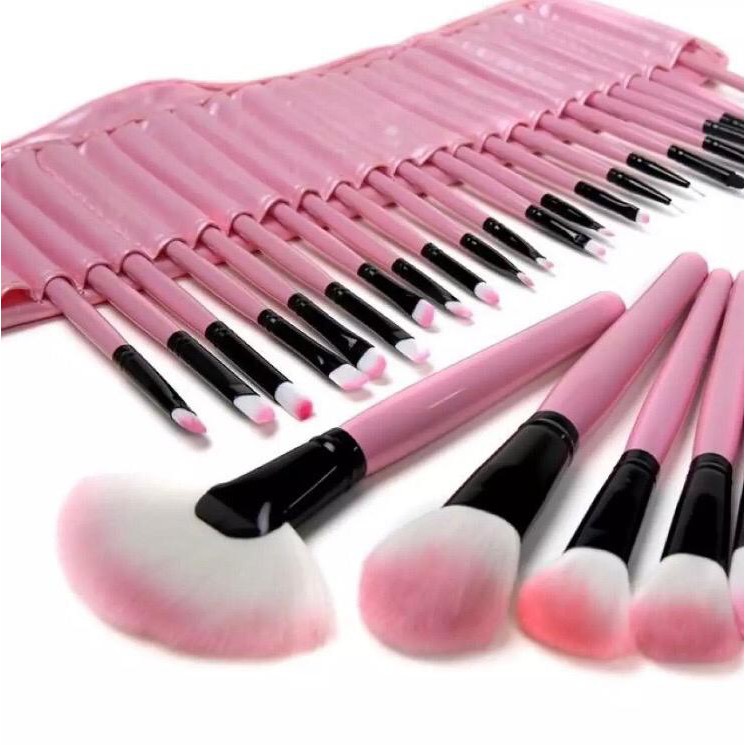 Makeup Brush 24 Set - Kuas Make up Set 24 pcs wooden handle