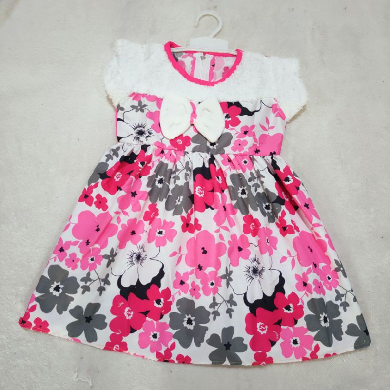 Dress anak cewek 1 2 tahun pakaian anak perempuan baju anak (dress melati bulu )