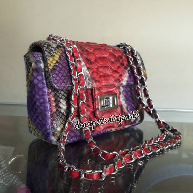Tas kulit ular phyton asli model chenel