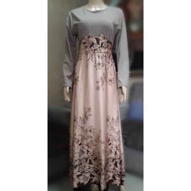 SALE GAMIS KOMBINASI KAOS & SATIN BATIK REALPICT