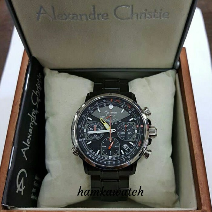 jam tangan pria alexander cristie original ac6394 black ring silver