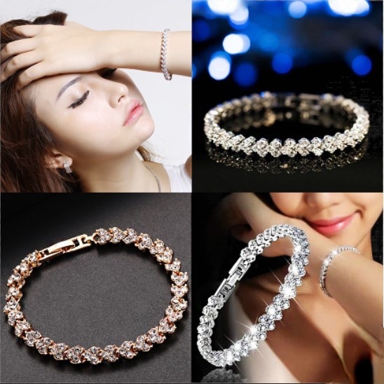 Simple Design Crystal Bracelet Noble Woman Shining Bangle Fashion Accessories