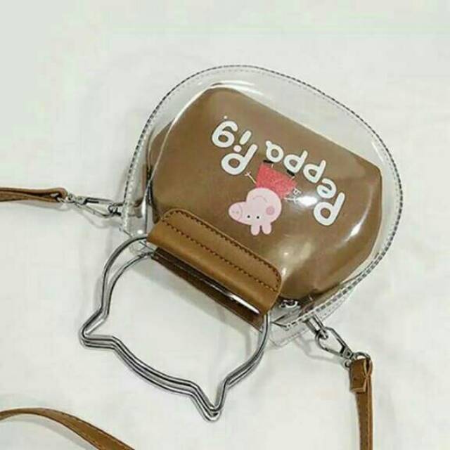 Sling bag Peppo pig mika transparan tas  wanita tas kecil