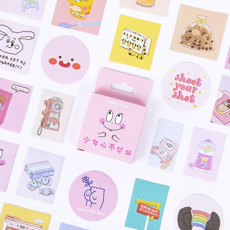 imoda 46Pcs Kawaii Avocado Stickers Set Scrapbooking BUJO Planner Lovely Rainbow Animal Stationery-B