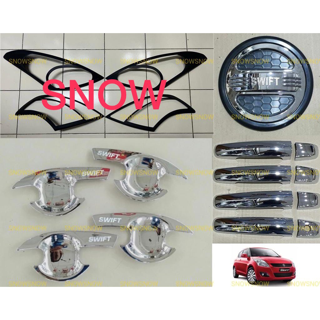 Paket Garnish Lampu Depan Belakang Outer Handle Tank Cover All New Swift 2012 2015 UP Hitam