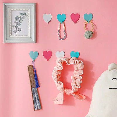 Gantungan Dinding Pengait Bahan Stainless Steel Bentuk Hati Warna Warni Untuk Dapur/kamar Mandi