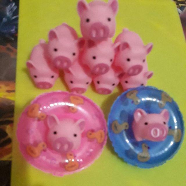 10 Pcs Boneka  Babi Pink 2 Pcs Ban Renang Bahan Karet 