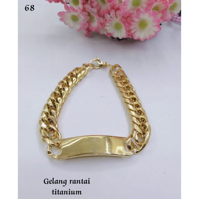 Gelang titanium plat gold jumbo anti luntur