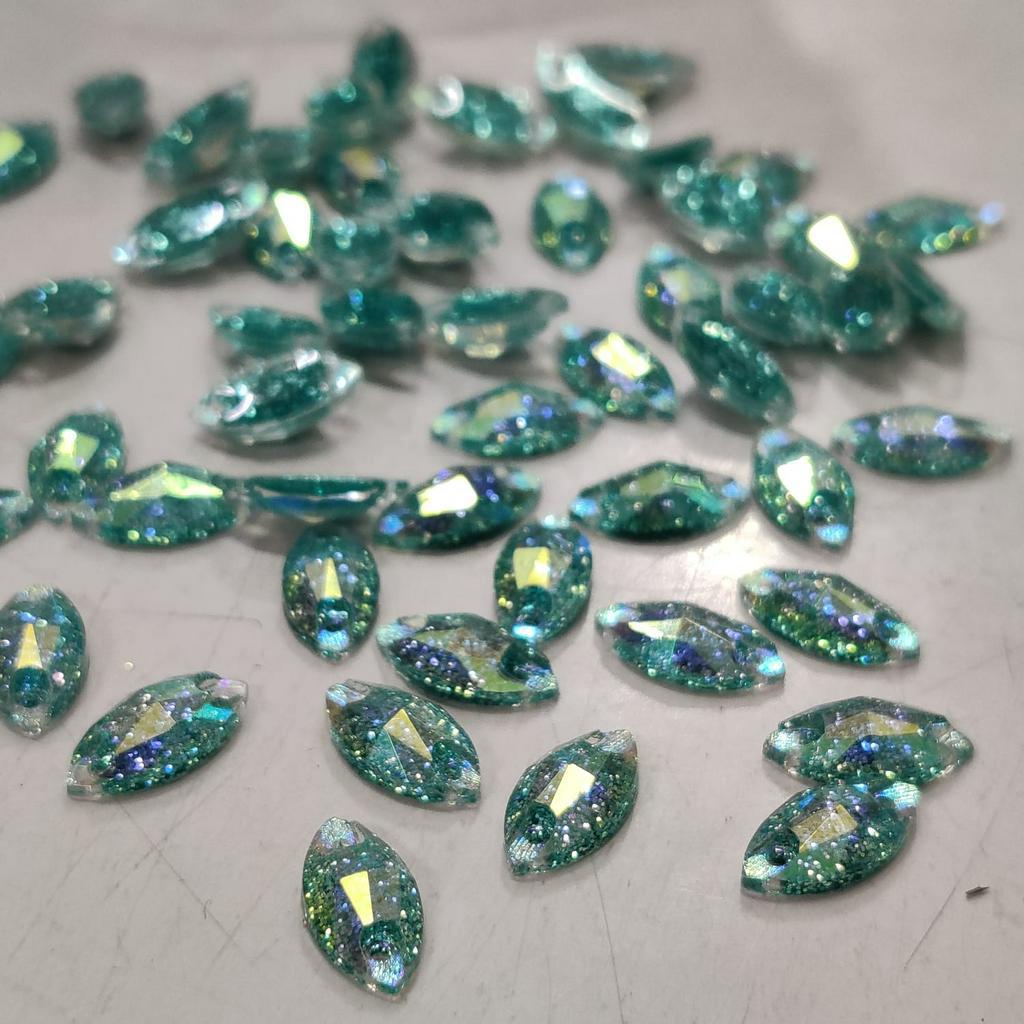 [Per Bks/1.000 pcs] 6x12 mm Mata / Sampan GLITTER WARNA Permukaan Diamond Akrilik / Berlian Jahit