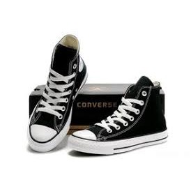 Unisex Converse All Star Hi Canvas Black Mono Men's CT All Star Hi Trainers, Black Sepatu Sneakers