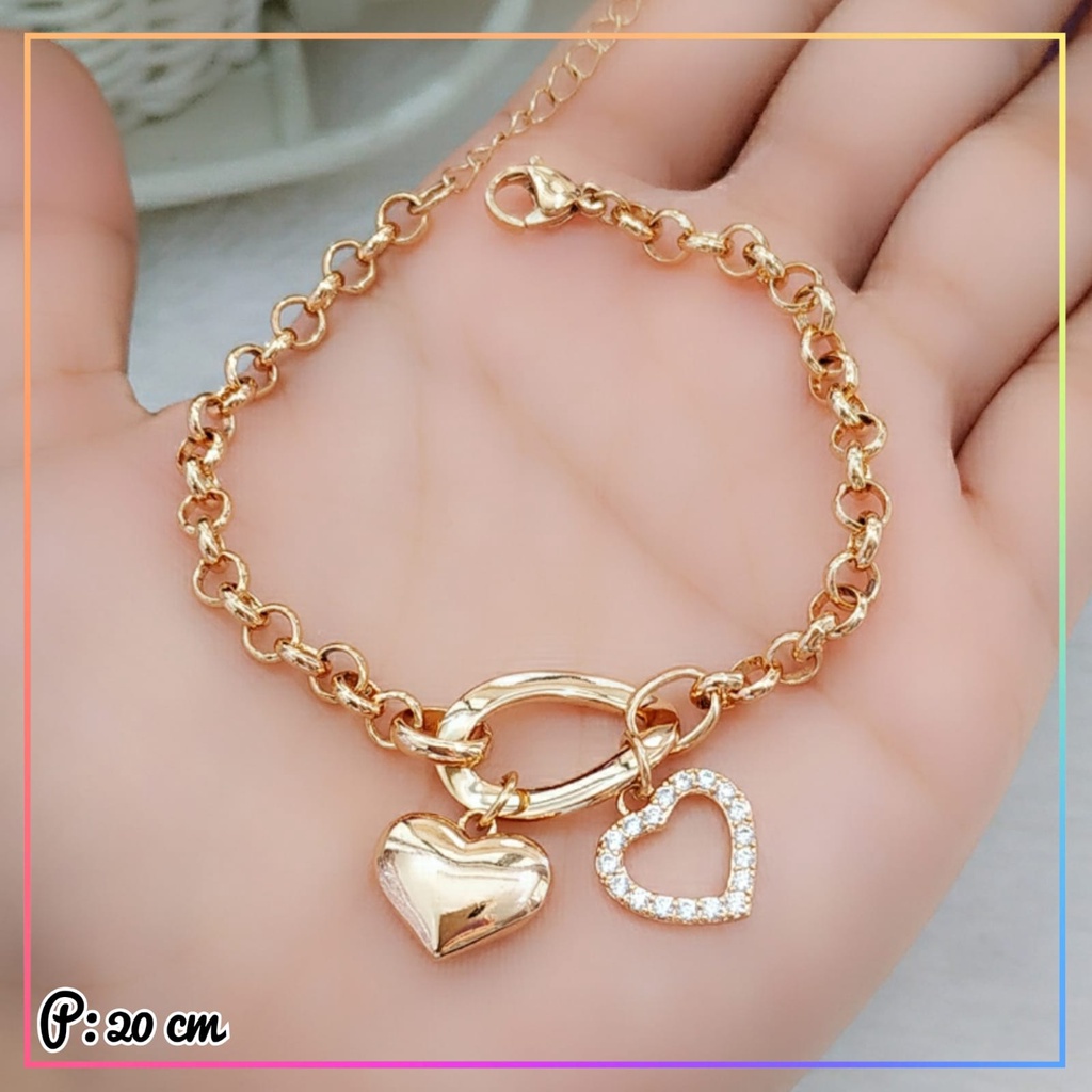 Gelang xuping ori gelang dewasa jurai love kombi plat permata  terbaru bahan premium perhiasan wanita lapis emas gold GL 167