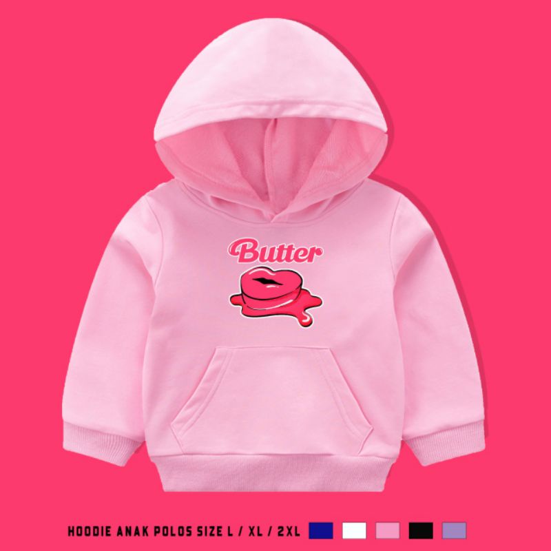 KIDS HOODIE BTS BUTTER PINK/HOODIE ANAK LAKI-LAKI&amp;PEREMPUAN 3-8 TAHUN